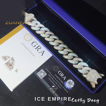 Iced Out 925 Silver Moissanite Cuban Chain