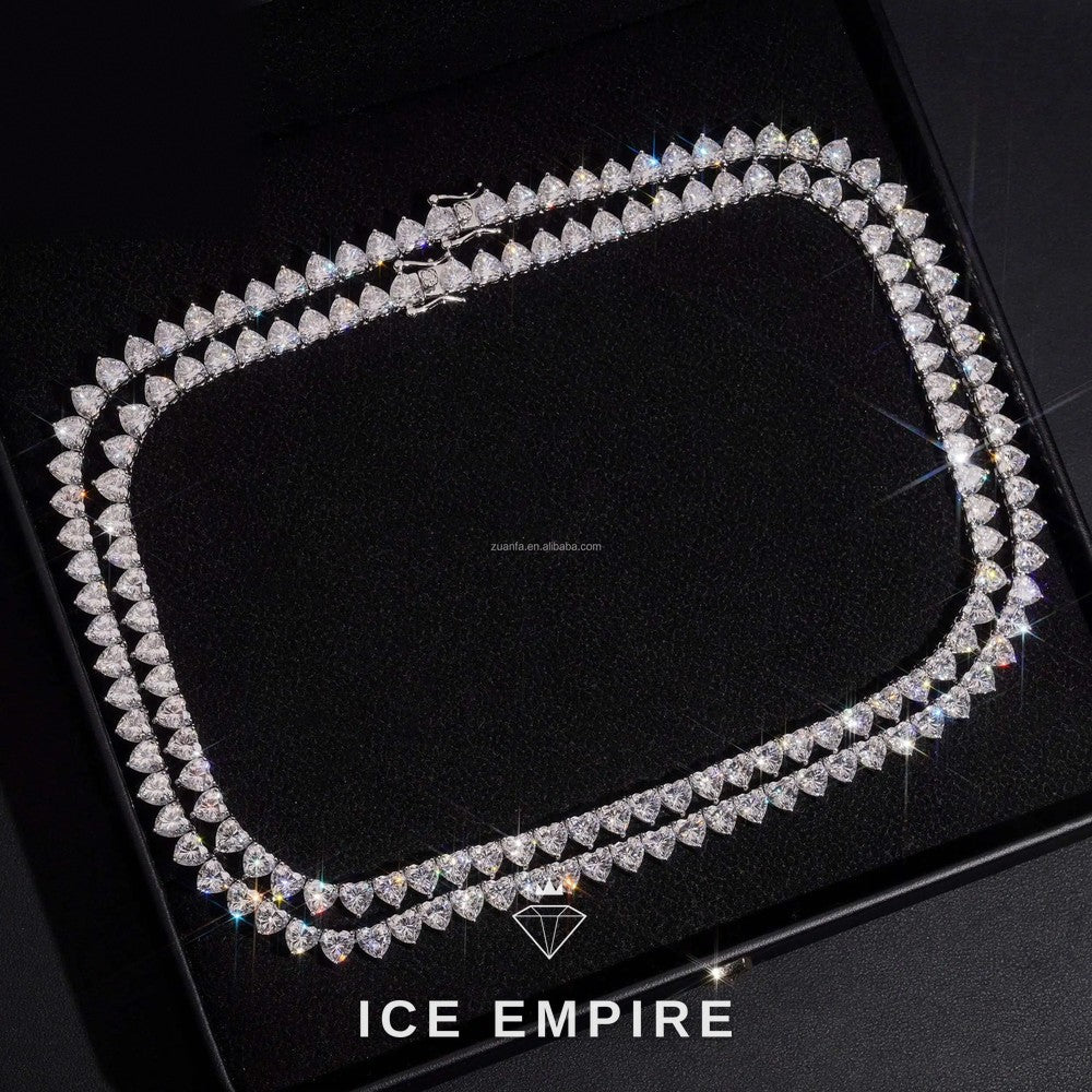 Iced Out Cluster 925 Silver Moissanite Cuban Chain