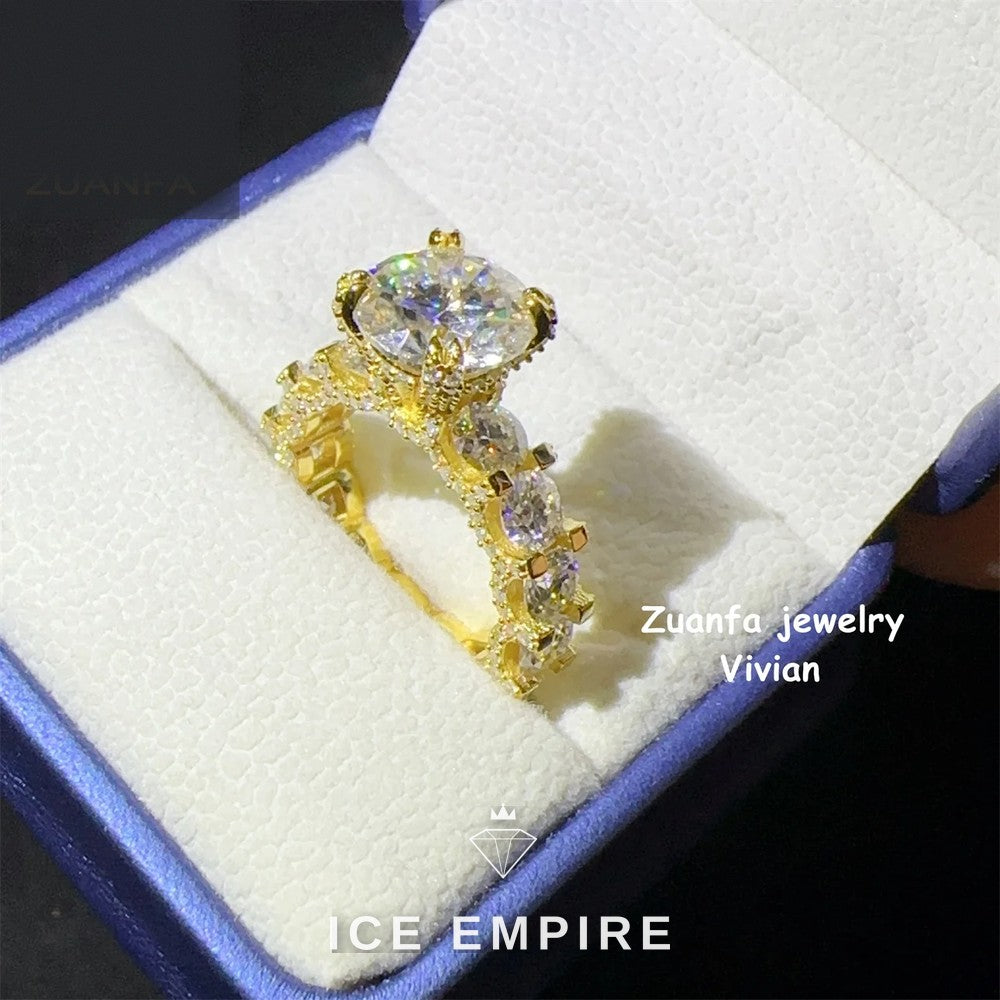 Iced Out Rose Gold Plated Moissanite Ring