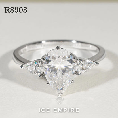 Iced Out 925 Silver Moissanite Engagement Ring