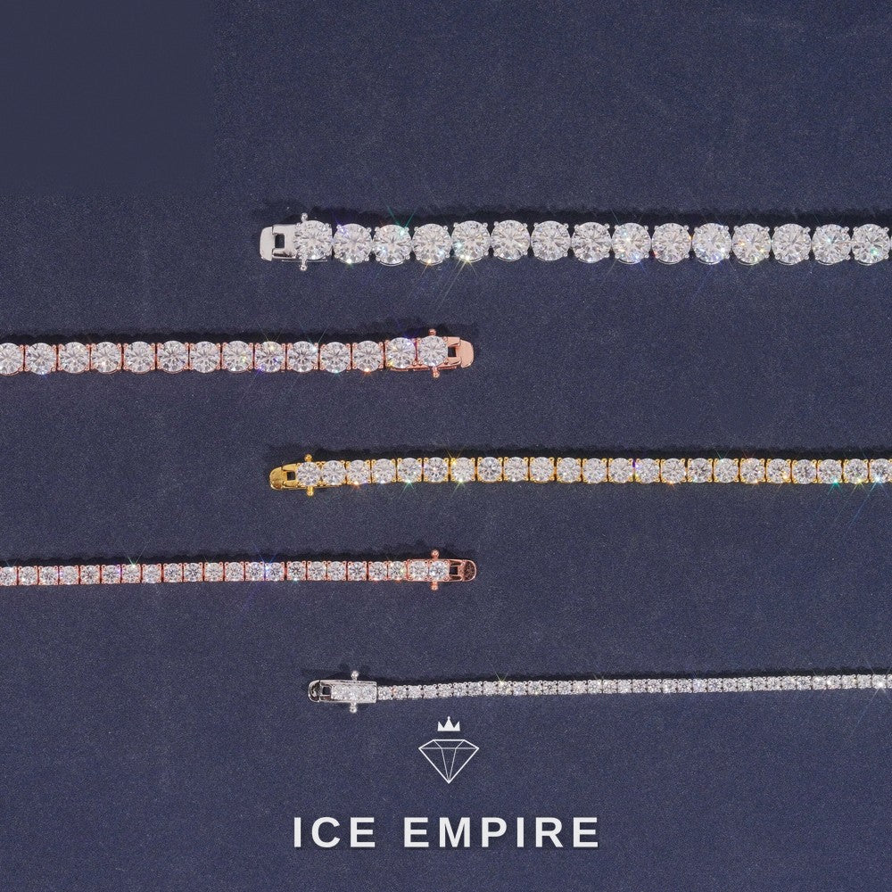 Iced Out 925 Silver Moissanite Tennis Chain
