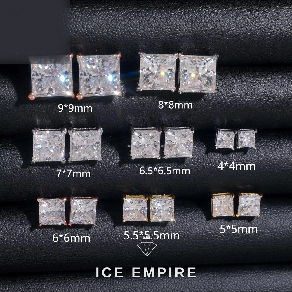 Iced Out Rose Gold Plated Moissanite Stud Earrings