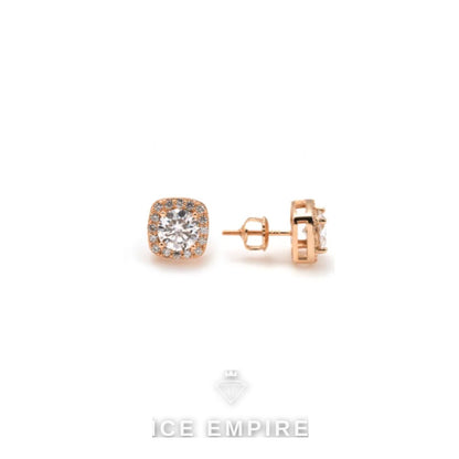 Iced Out Rose Gold Plated Moissanite Earrings