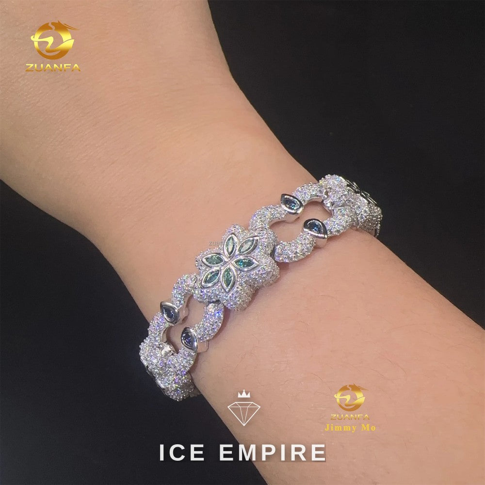 Iced Out 925 Silver Moissanite Cuban Chain