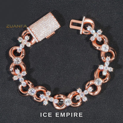 Iced Out Rose Gold Plated Moissanite Cuban Chain