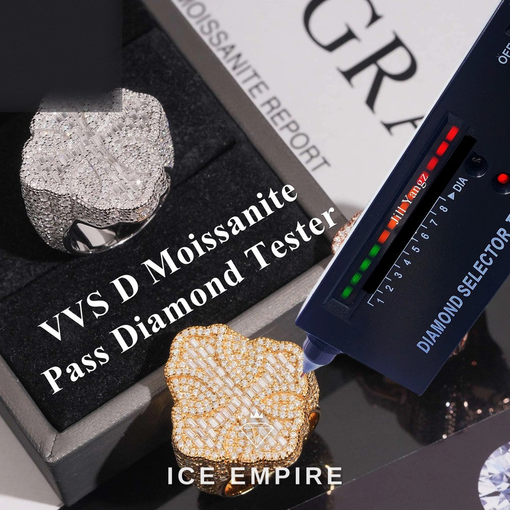 Iced Out Baguette 925 Silver Moissanite Ring