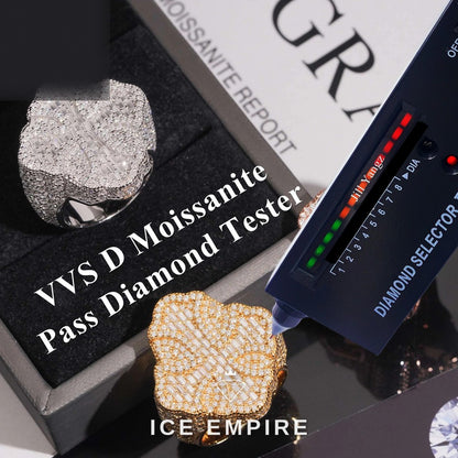 Iced Out Baguette 925 Silver Moissanite Ring