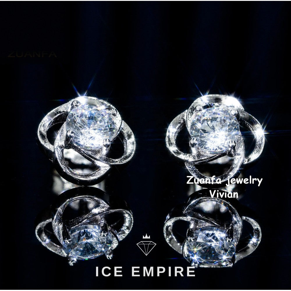Iced Out Rose Gold Plated Moissanite Earrings