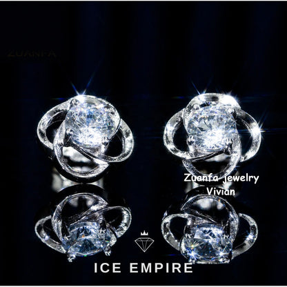 Iced Out Rose Gold Plated Moissanite Earrings