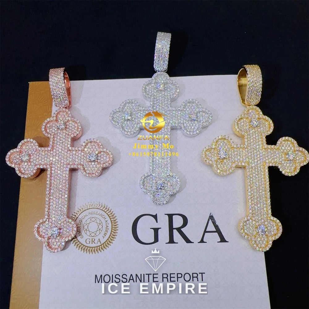 Iced Out Cross 925 Silver Moissanite Pendant