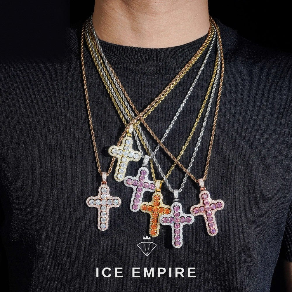 Iced Out Cross 925 Silver Moissanite Pendant