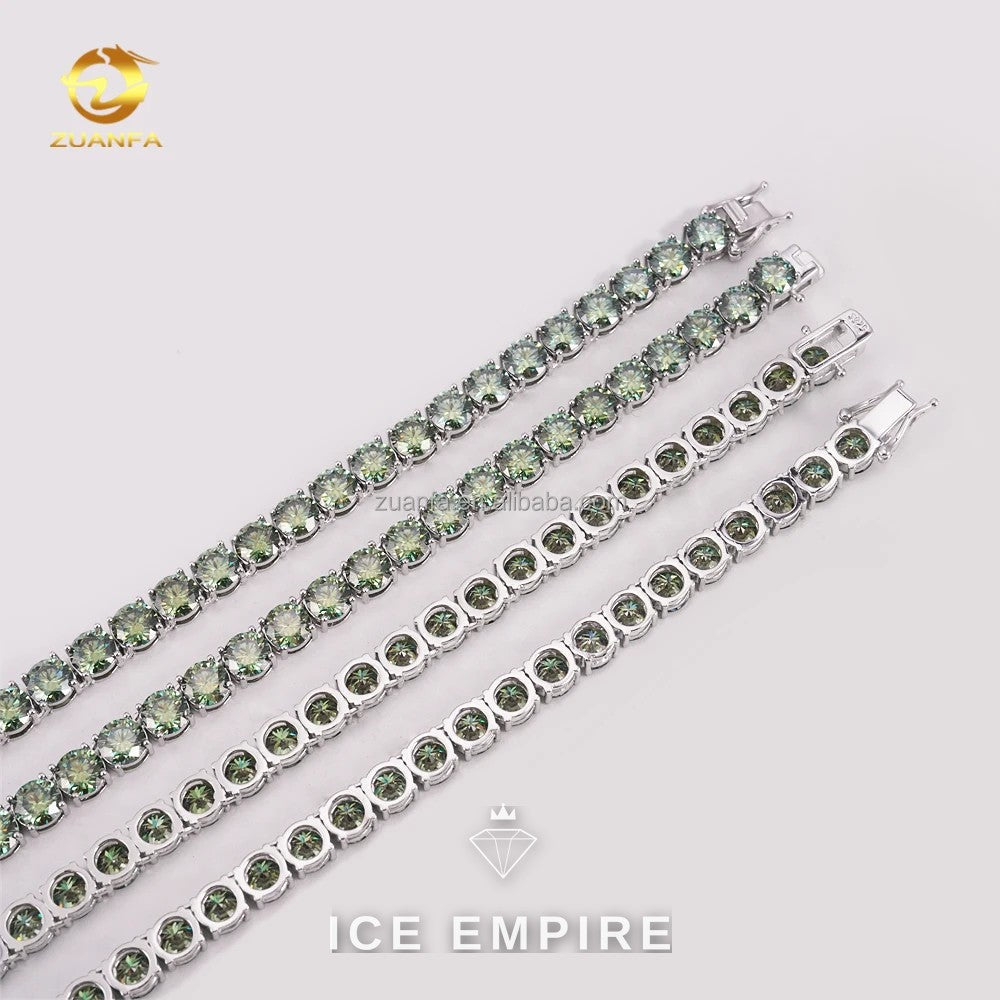 Iced Out 925 Silver Moissanite Tennis Chain
