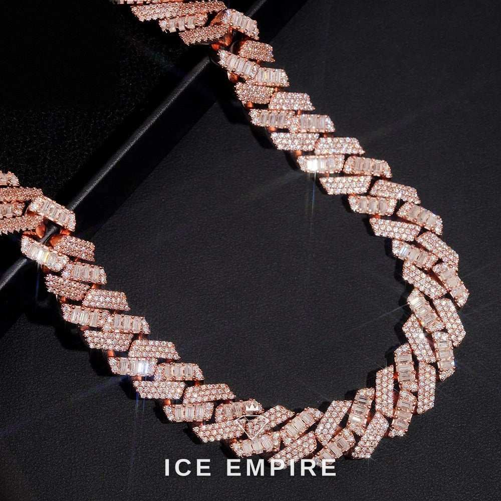 Iced Out Rose Gold Plated Moissanite Cuban Chain