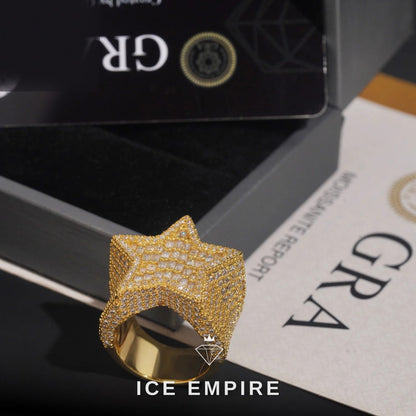 Iced Out Baguette Rose Gold Plated Moissanite Ring