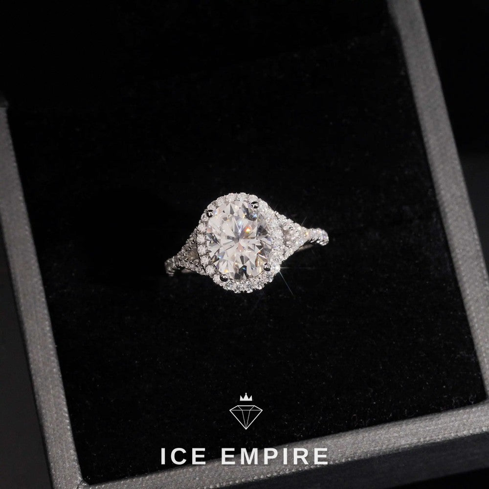 Iced Out Cluster Rose Gold Plated Moissanite Engagement Ring