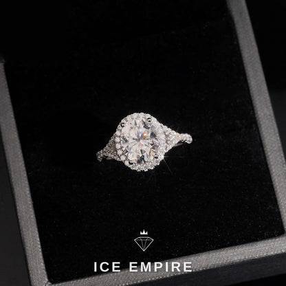 Iced Out Cluster Rose Gold Plated Moissanite Engagement Ring