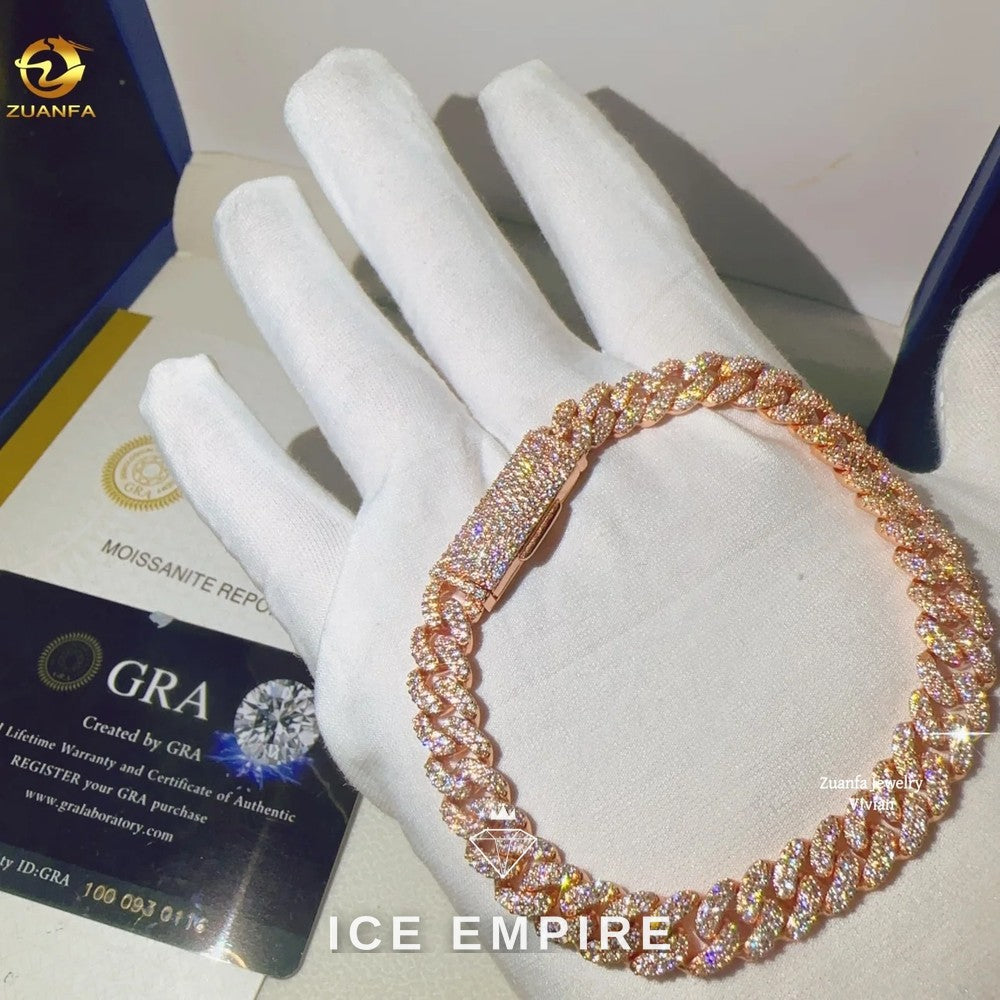 Iced Out Rose Gold Plated Moissanite Cuban Chain