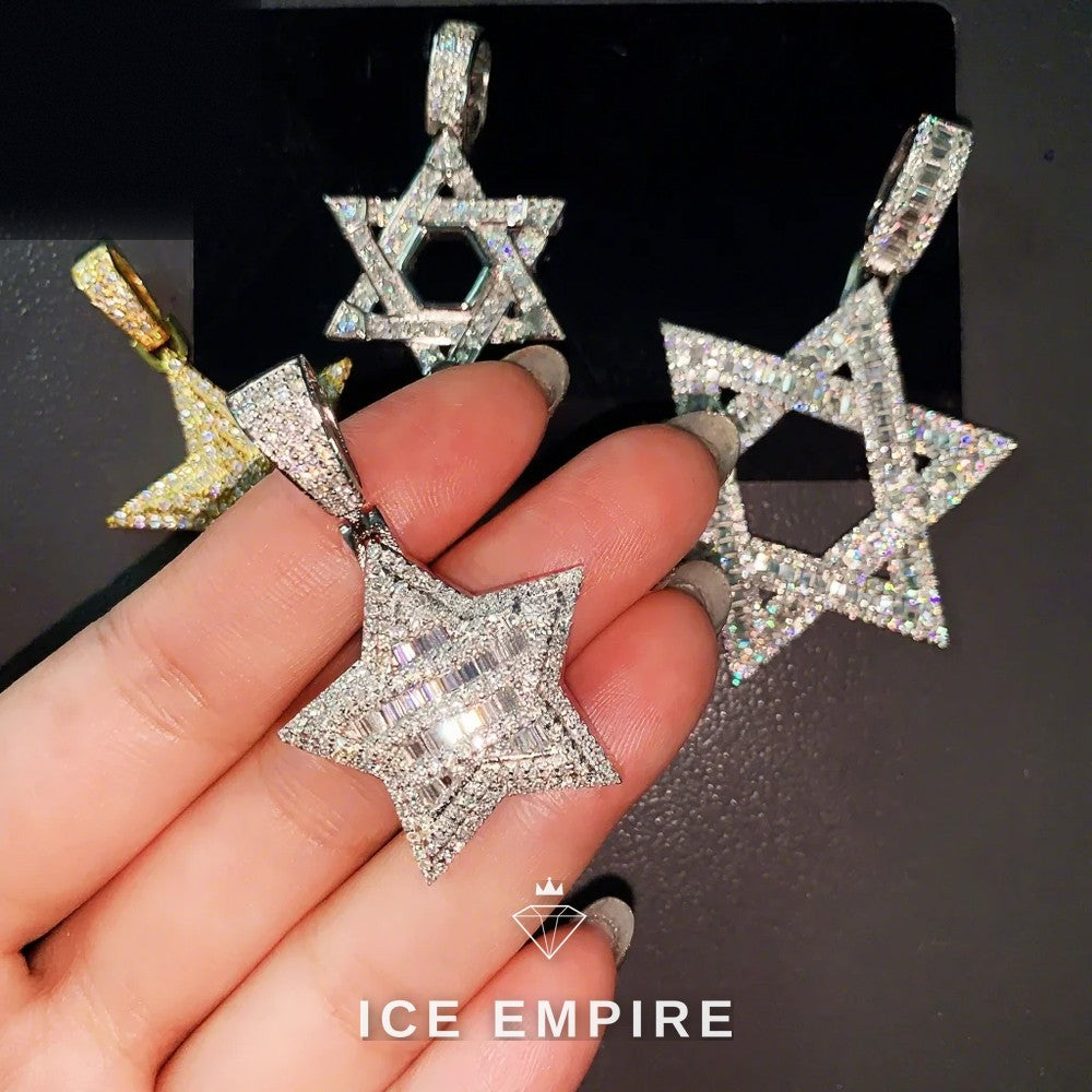 Iced Out Baguette Gold Plated Moissanite Pendant