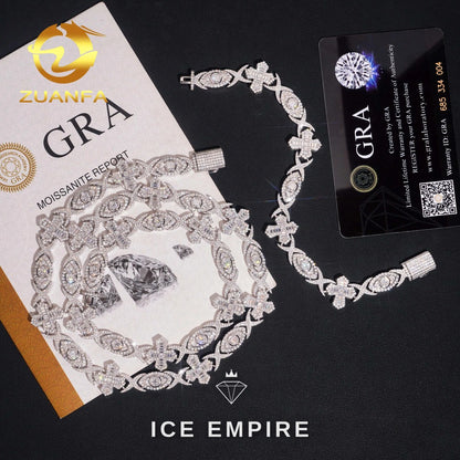 Iced Out Cross Rose Gold Plated Moissanite Cuban Chain