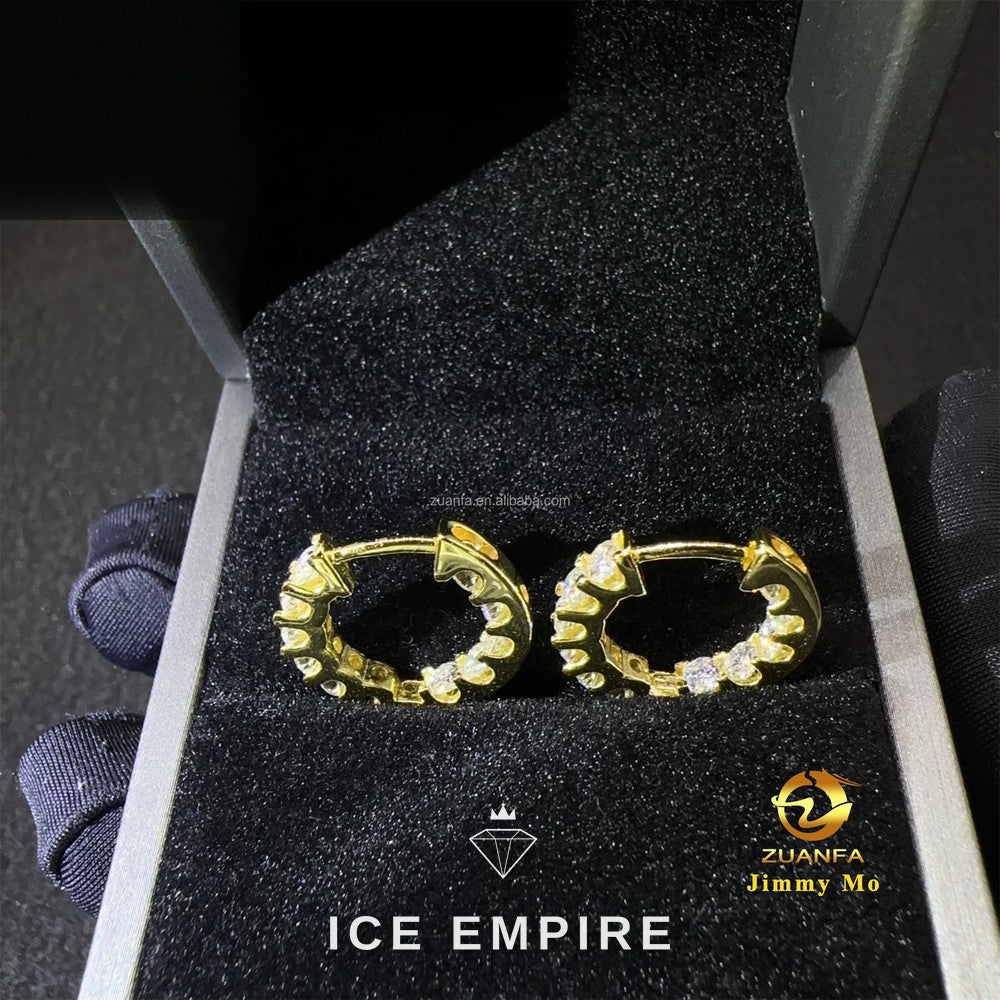 Iced Out Gold Plated Moissanite Hoop Earrings