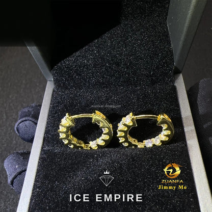 Iced Out Gold Plated Moissanite Hoop Earrings
