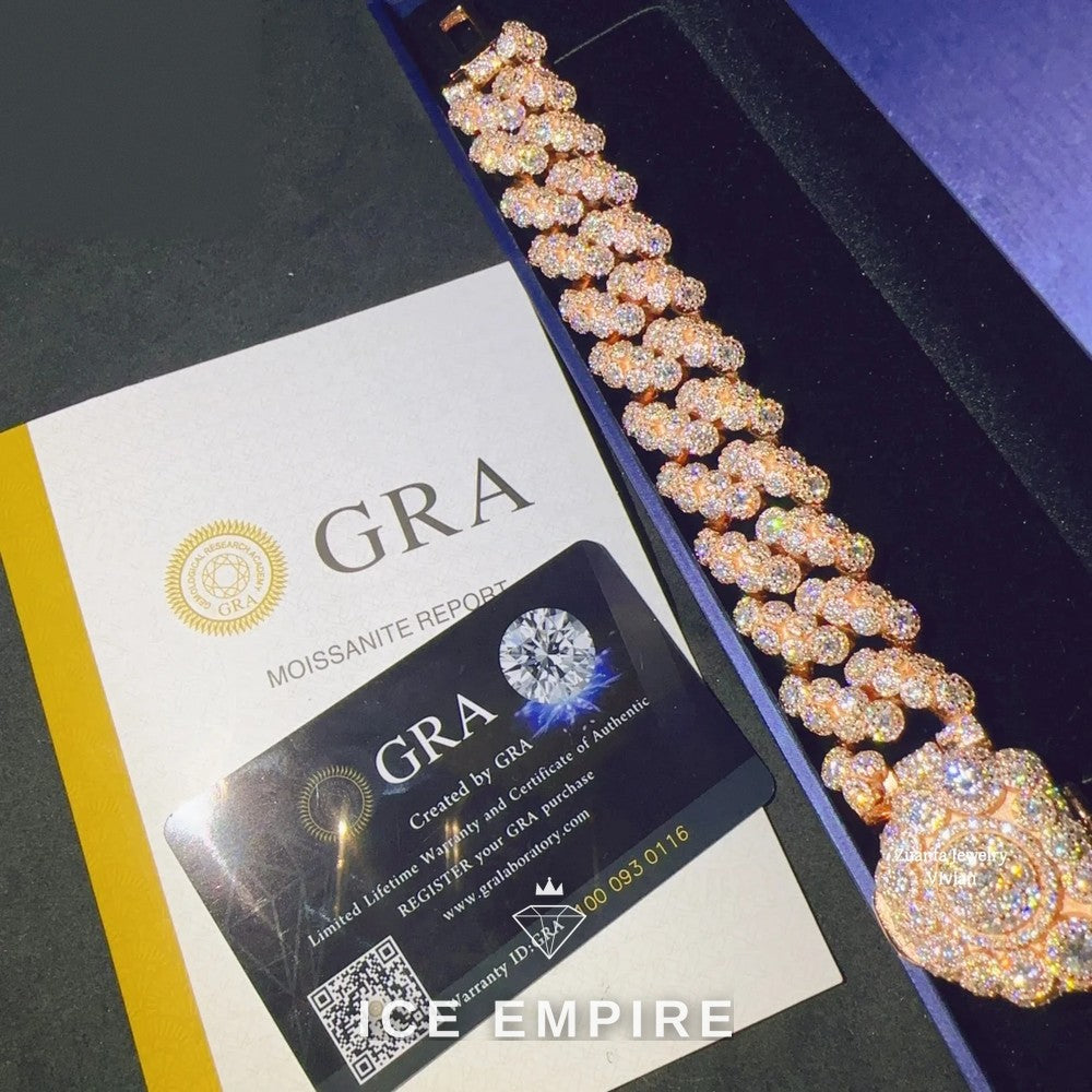 Iced Out Rose Gold Plated Moissanite Cuban Chain