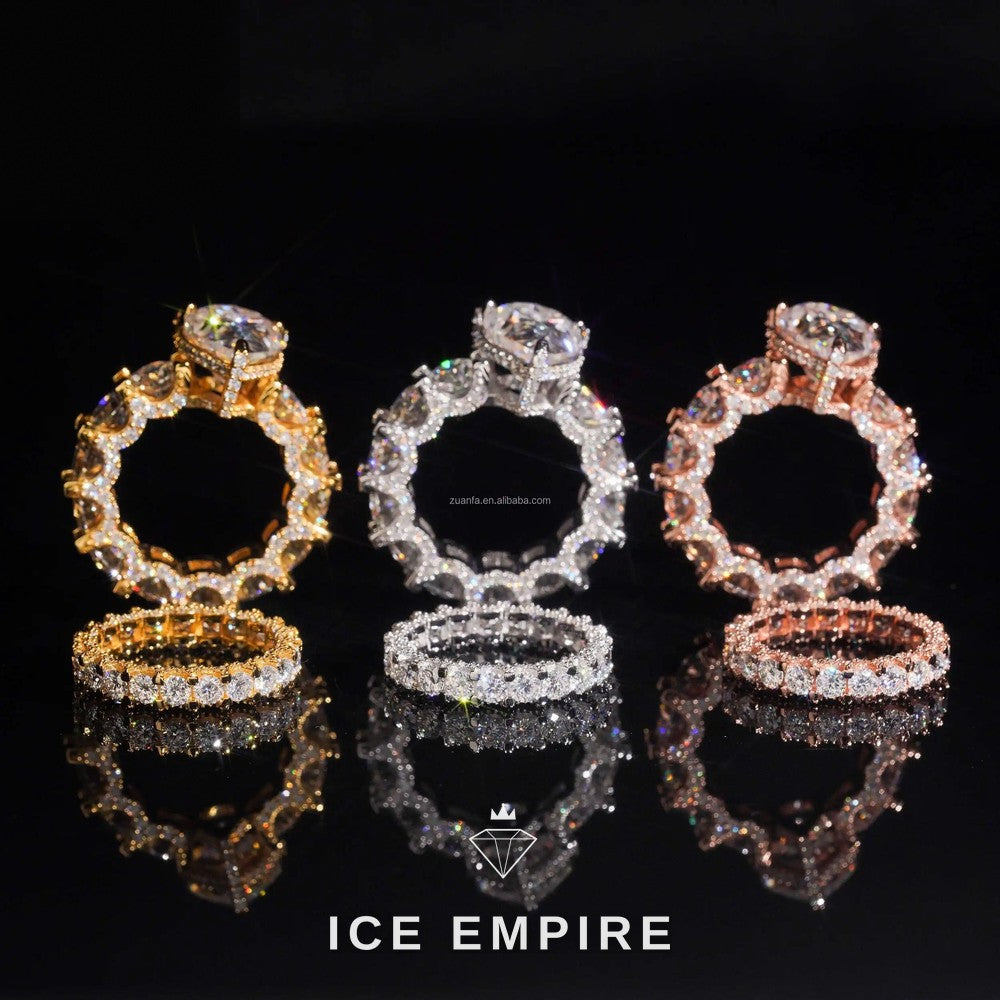Iced Out Rose Gold Plated Moissanite Engagement Ring