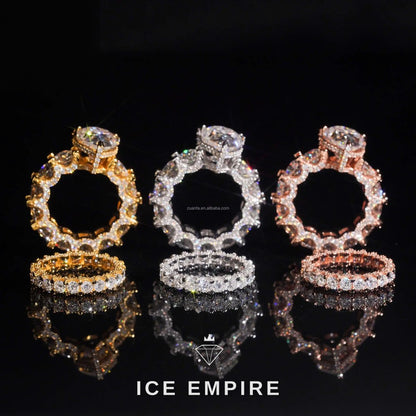 Iced Out Rose Gold Plated Moissanite Engagement Ring