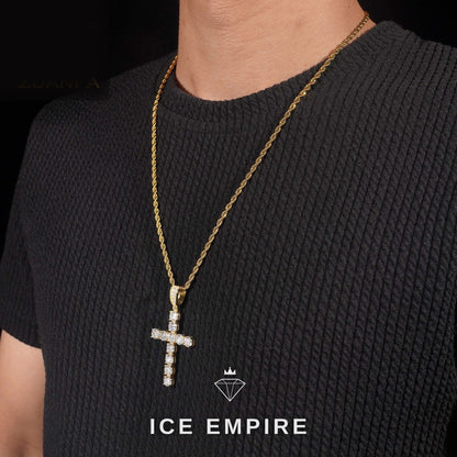 Iced Out Cross Rose Gold Plated Moissanite Pendant
