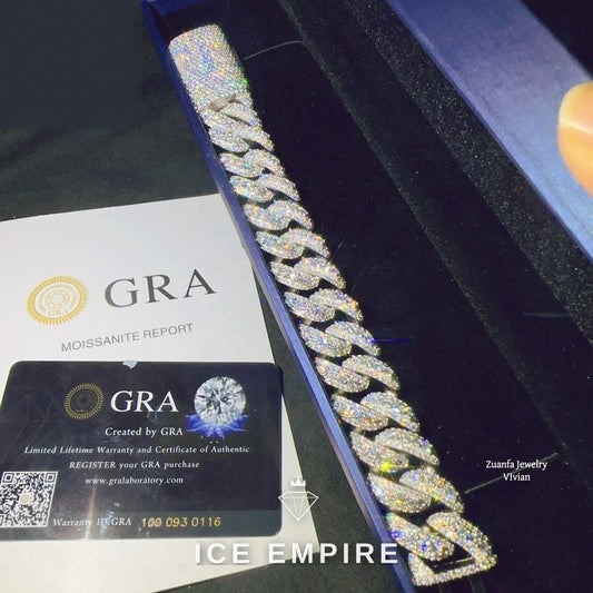 Iced Out 925 Silver Moissanite Cuban Chain