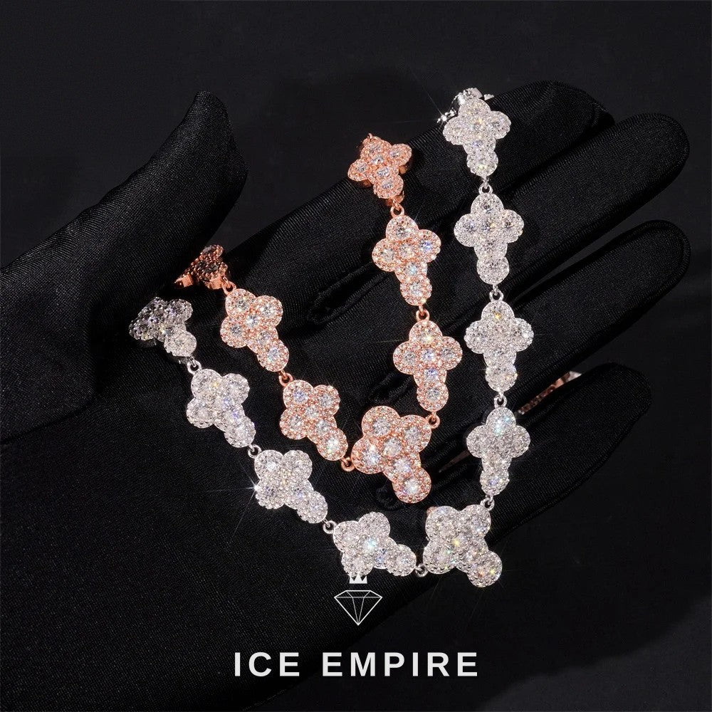 Iced Out Cross Rose Gold Plated Moissanite Cuban Chain