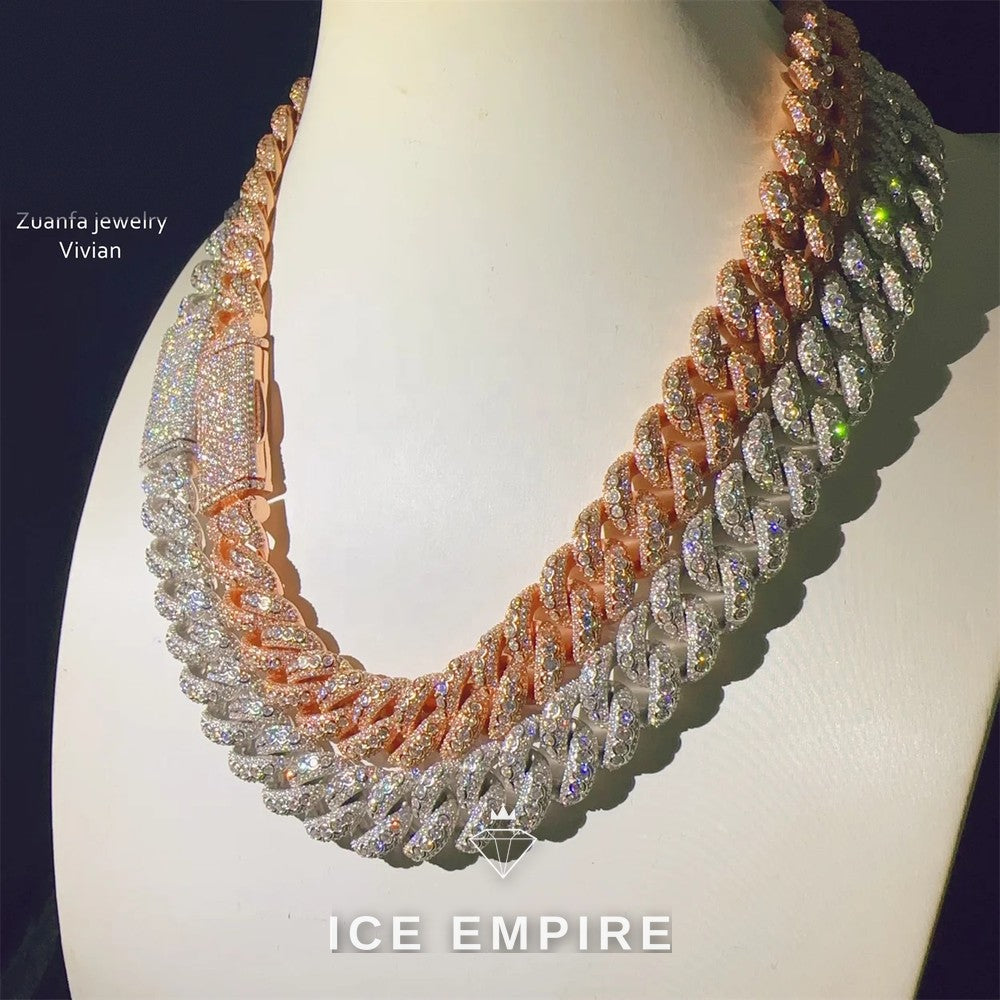Iced Out Rose Gold Plated Moissanite Cuban Chain