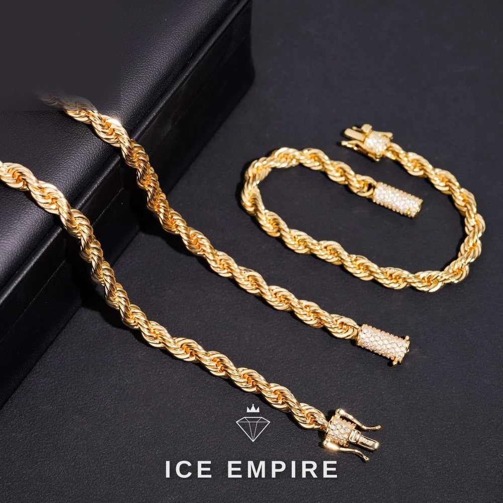 Iced Out Rose Gold Moissanite Rope Chain