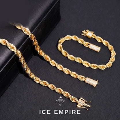 Iced Out Rose Gold Moissanite Rope Chain