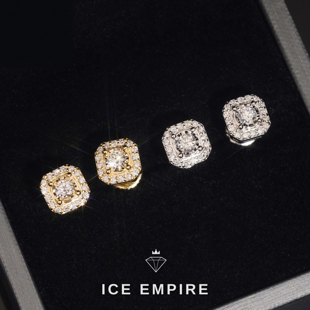 Iced Out Cluster Gold Plated Lab Grown Diamond Stud Earrings