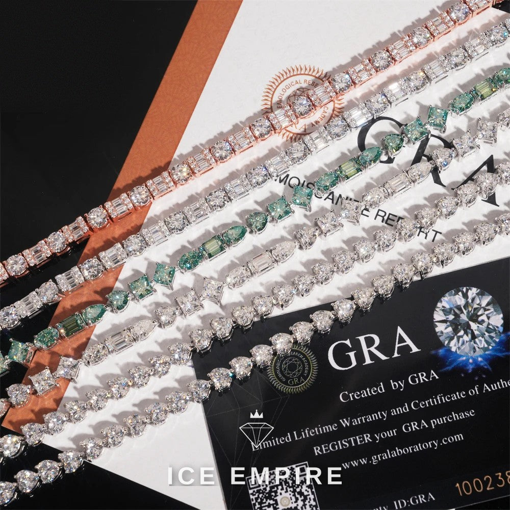 Iced Out 925 Silver Moissanite Tennis Bracelet