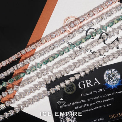 Iced Out 925 Silver Moissanite Tennis Bracelet