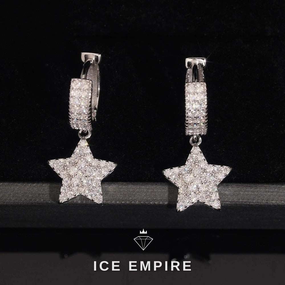 Iced Out Gold Plated Moissanite Hoop Earrings