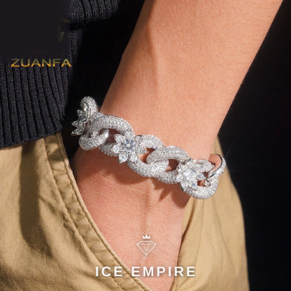 Iced Out 925 Silver Moissanite Cuban Chain