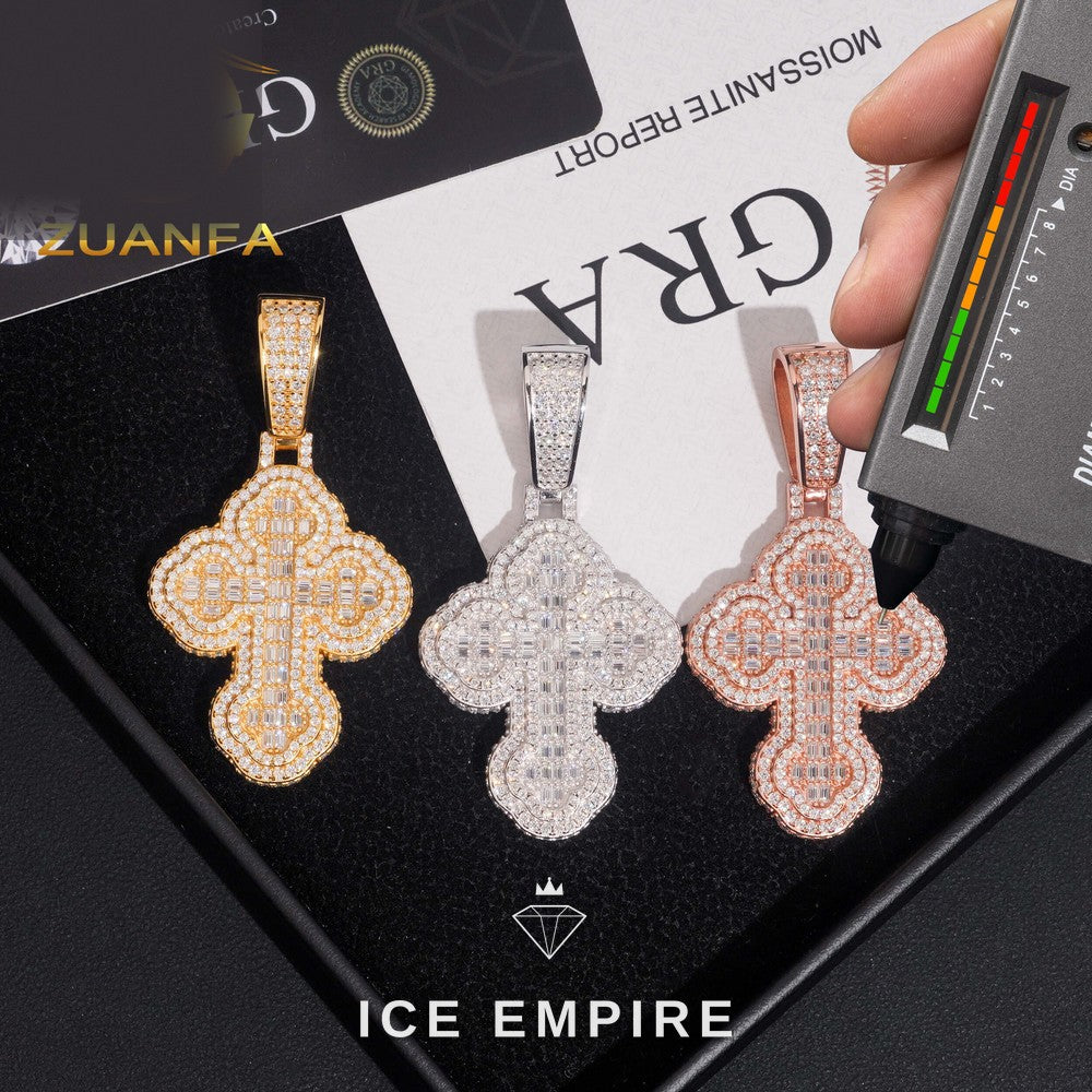 Iced Out Cross Rose Gold Plated Pendant