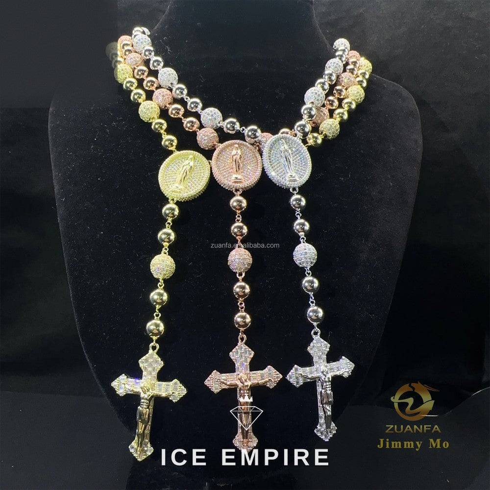 Iced Out Cross Rose Gold Plated Moissanite Pendant