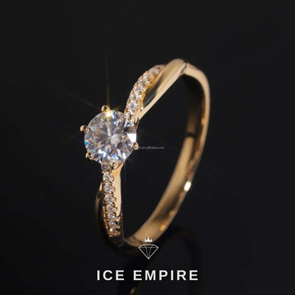 Iced Out 14K Gold Moissanite Engagement Ring