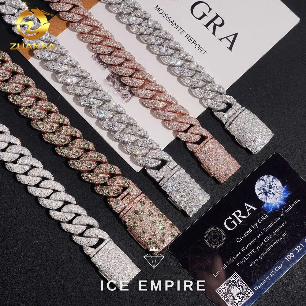 Iced Out Rose Gold Plated Moissanite Cuban Chain