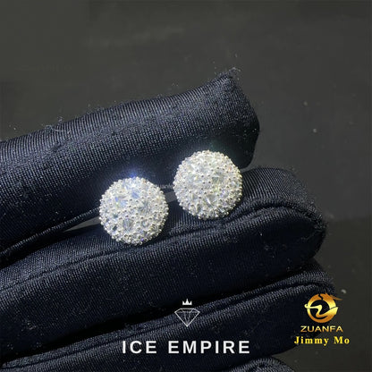 Iced Out 925 Silver Moissanite Stud Earrings