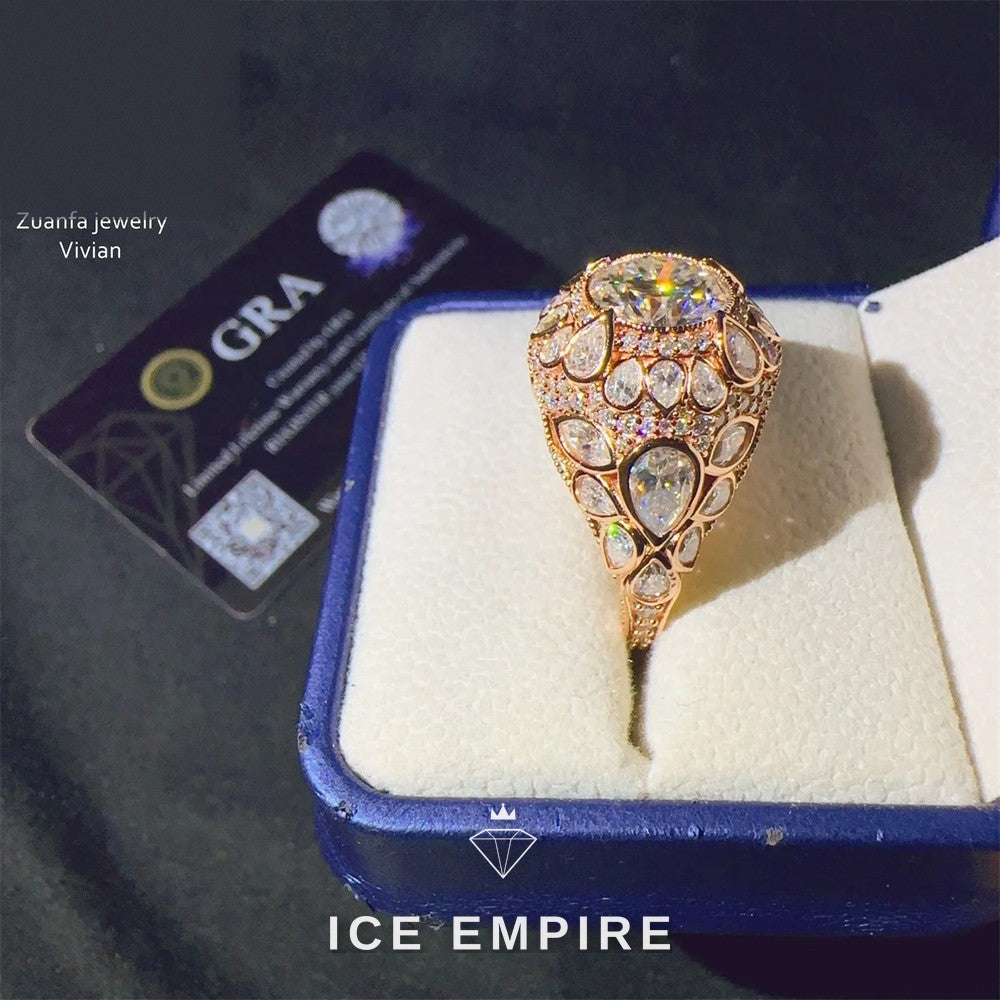 Iced Out 925 Silver Moissanite Ring