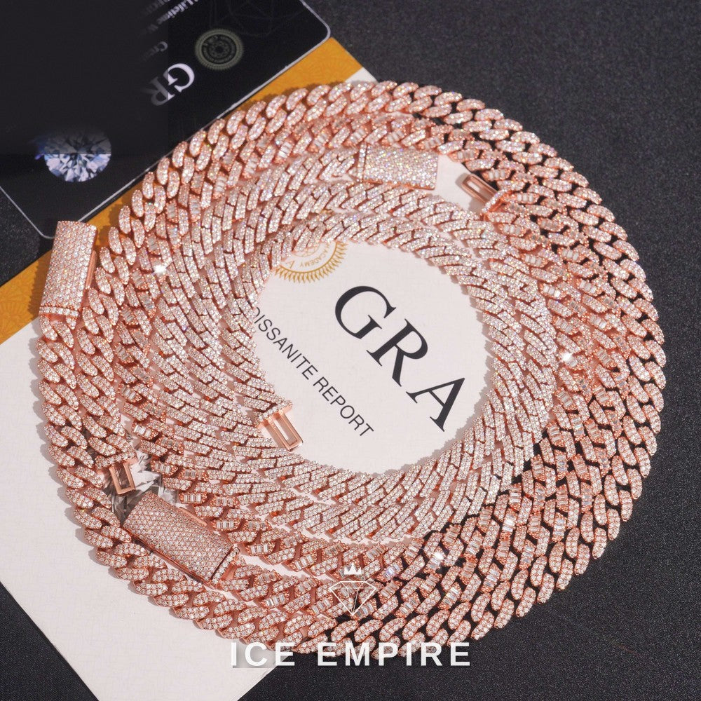Iced Out Rose Gold Plated Moissanite Cuban Chain