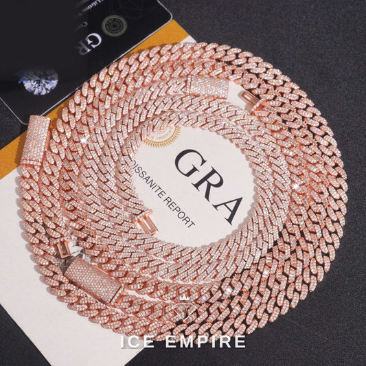 Iced Out Rose Gold Plated Moissanite Cuban Chain