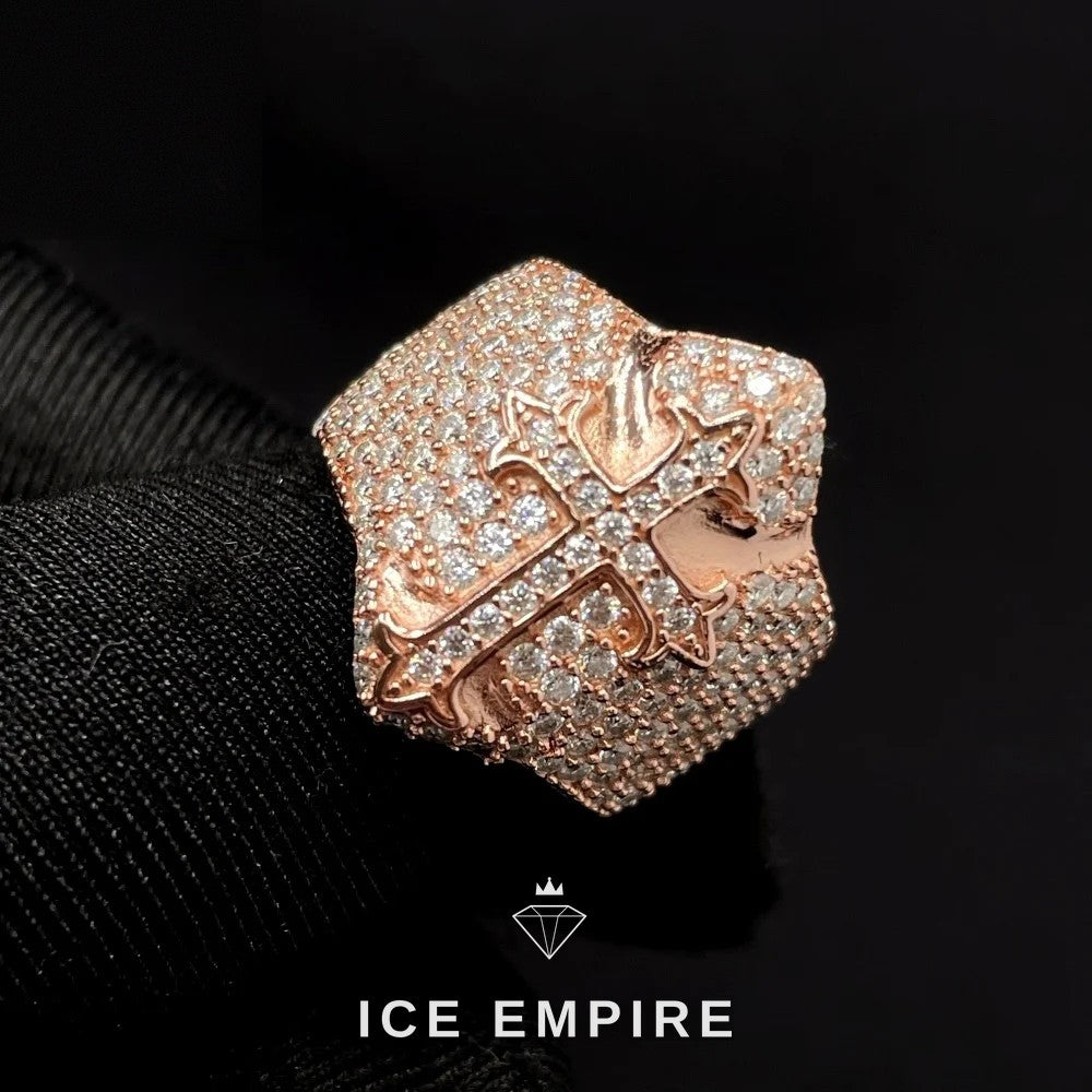Iced Out Cross 925 Silver Moissanite Engagement Ring