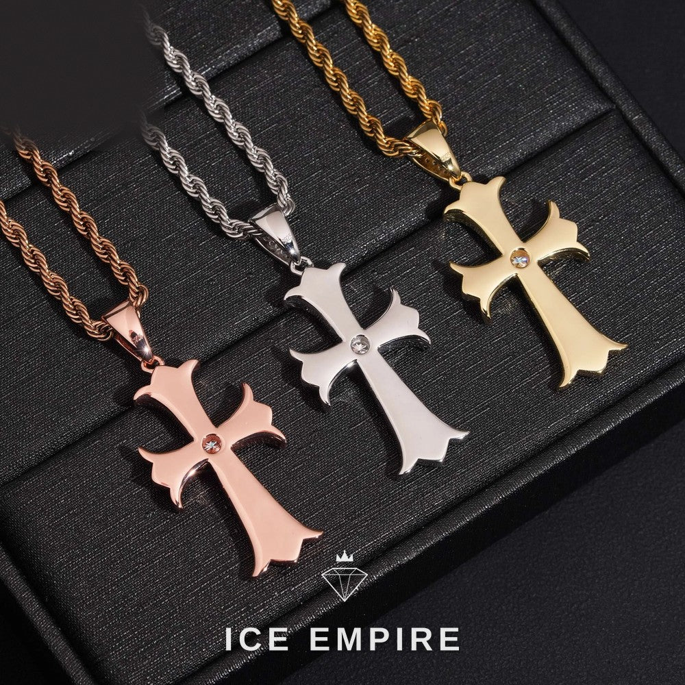 Iced Out Cross Gold Plated Moissanite Pendant