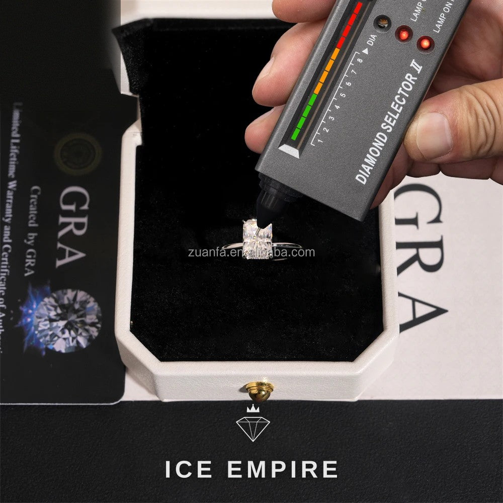 Iced Out 925 Silver Moissanite Engagement Ring